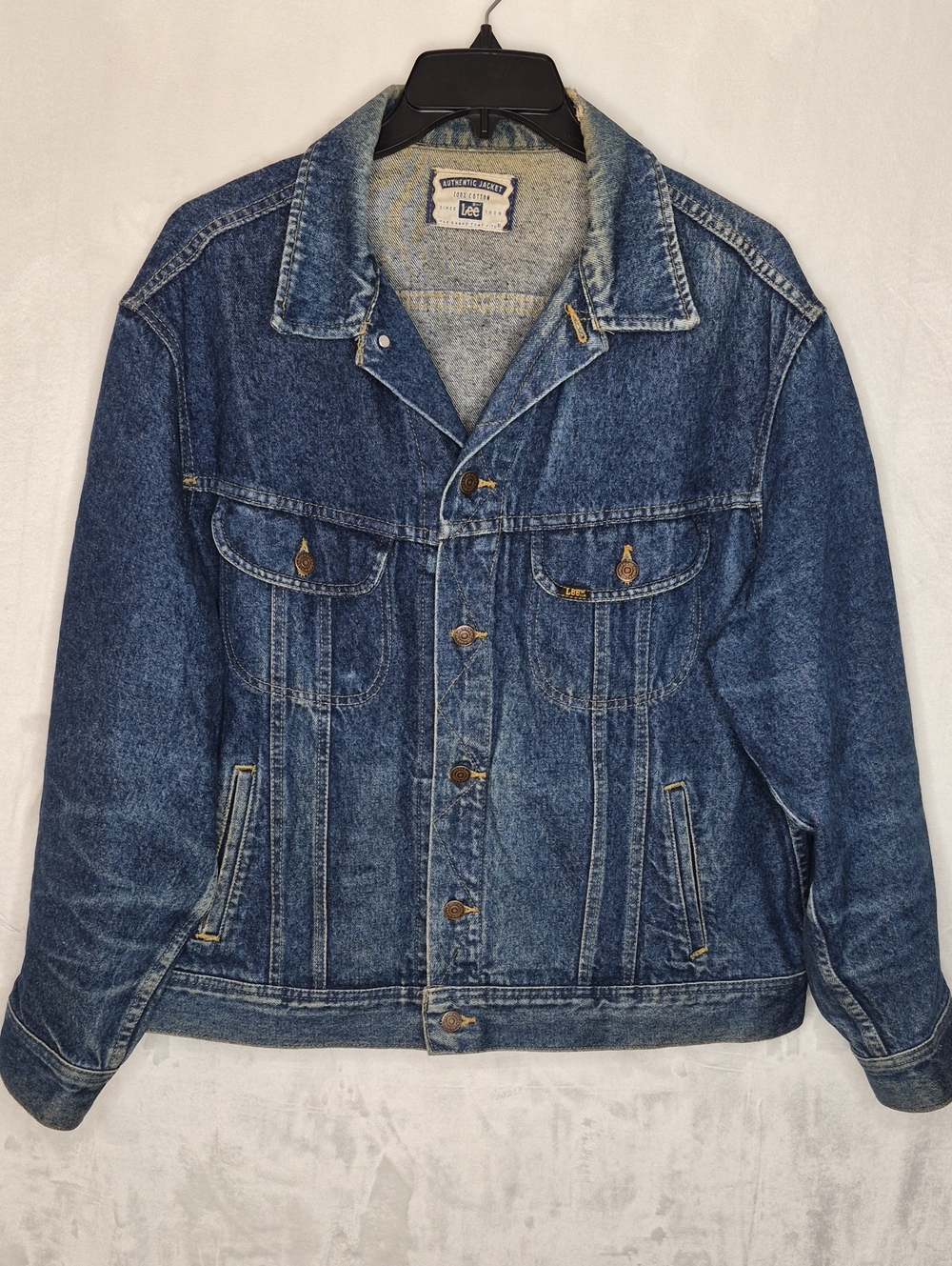 Vtg‎ 90s Lee Blanket Lined Denim Jacket Made in USA Trucker Men XL 26x25